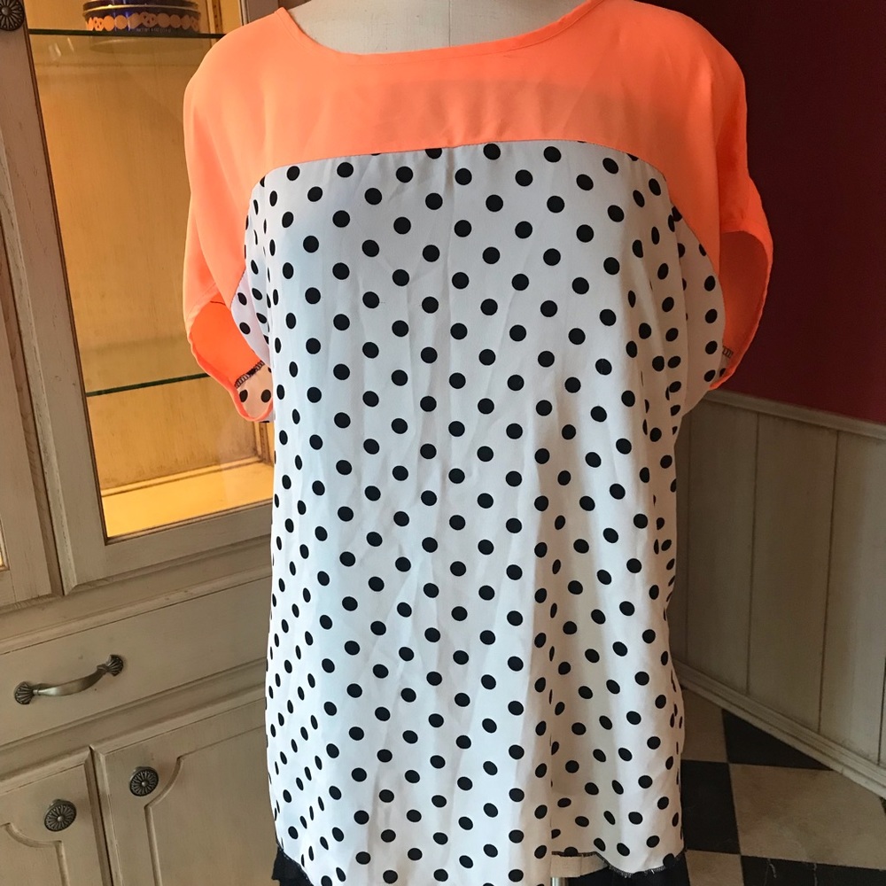Absolute Angel Polka Dot Career Tunic Orange